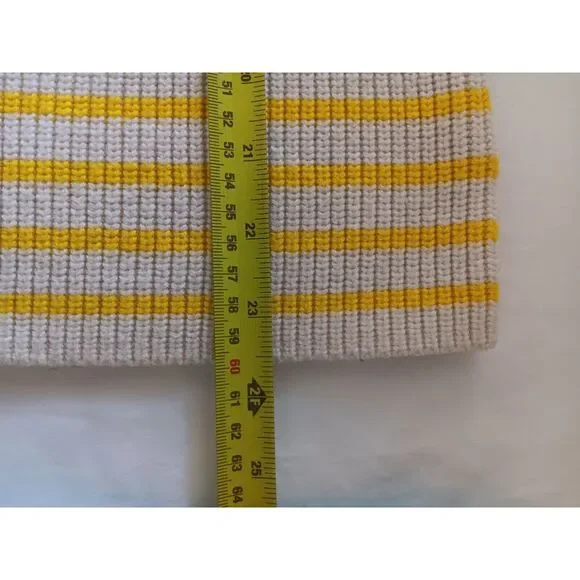Gap Stripe Shaker‎ Sweater Yellow Cream Knit Women's Medium Merino Wool Pullover - Picture 5 of 9